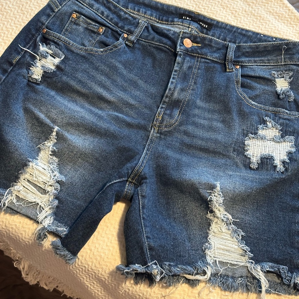 Almost Famous Ripped Blue Jean Shorts